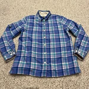 LL Bean Women's Fleece Lined Flannel Shirt Sz S Blue Outdoor Cabincore Cozy
